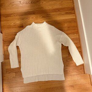 Oversized white mock turtleneck sweater